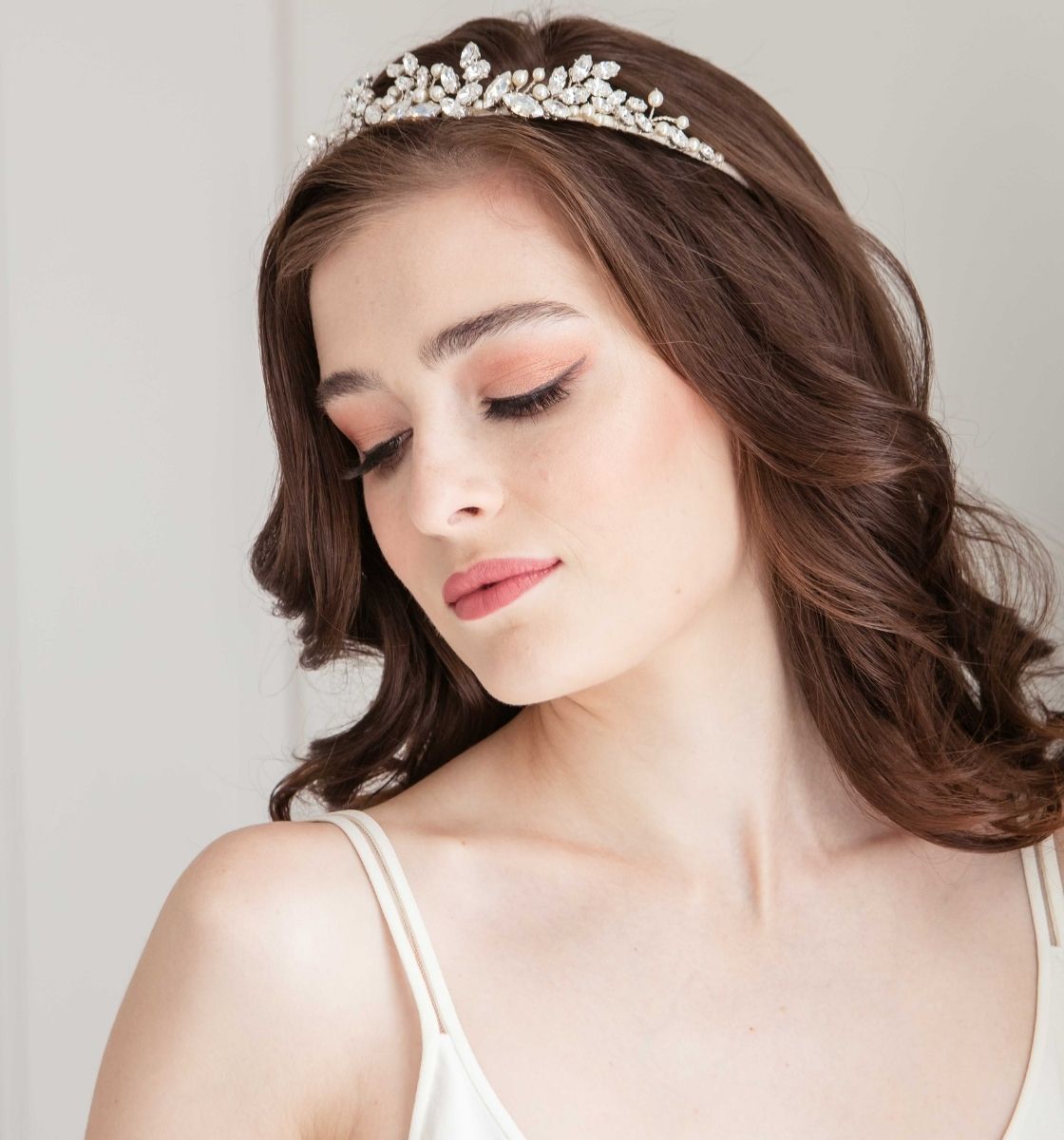 girl wearing bridal tiara