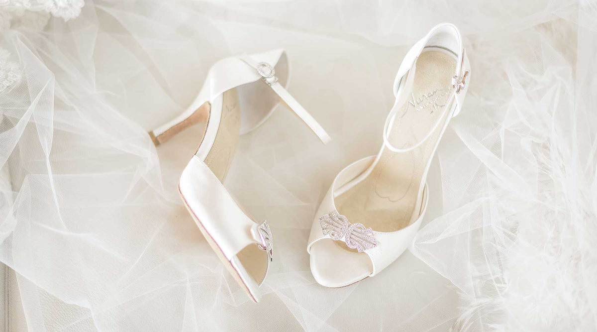 Dyeable silk wedding shoes by Angela Nuran