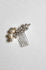 bridal hair comb with tear drop pearls and marquis crystal stones Dusk by Laura Jayne Accessories