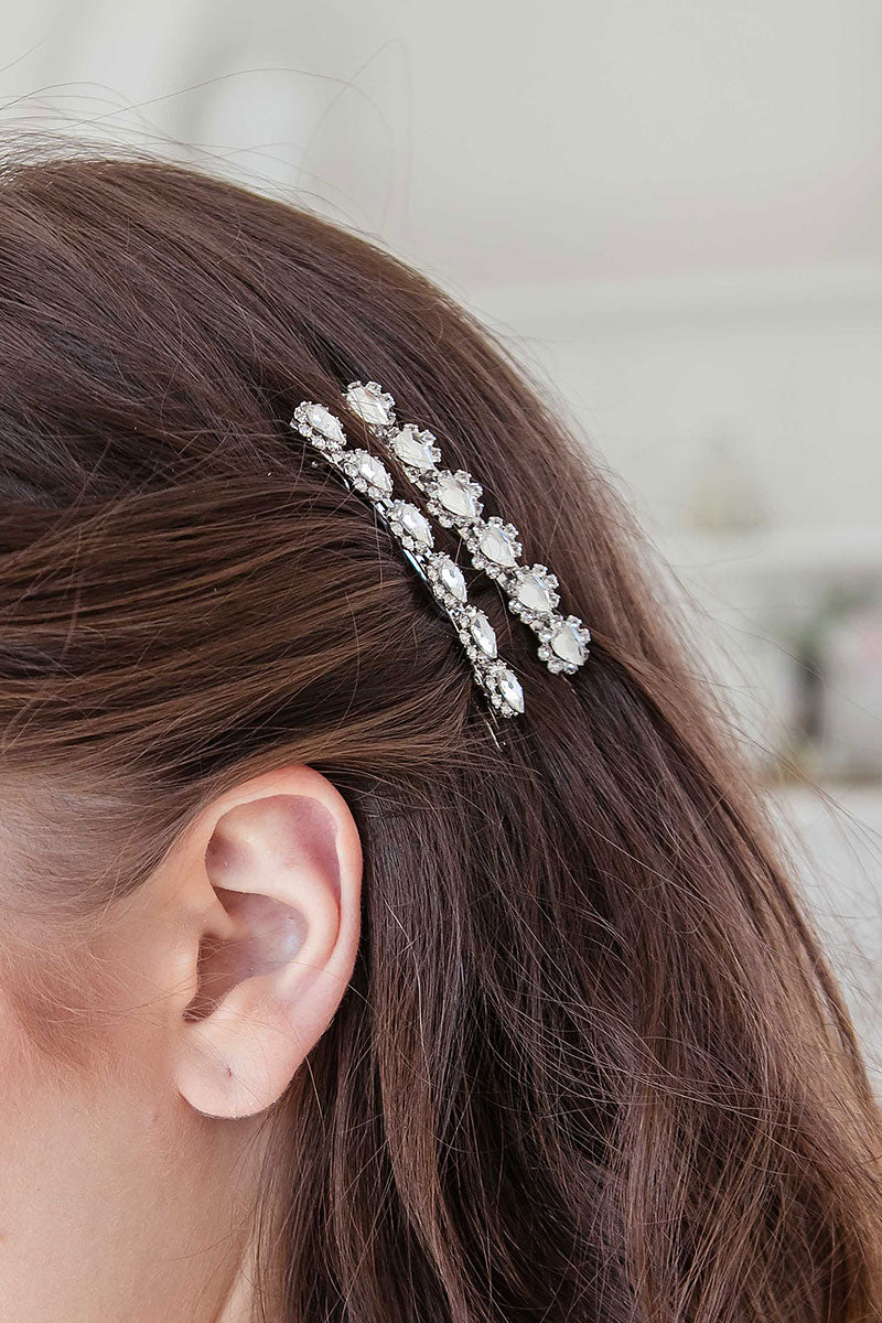 Pear jewel crystal barrettes handmade in Toronto