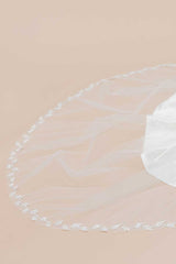 Train detail on Laurella leaf embroidery cathedral wedding veil VE8007 by Laura Jayne Accessories