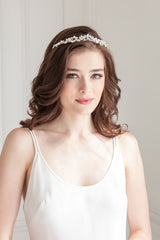 Handmade in Toronto crystal and pearl crown headpiece.