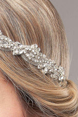 Vintage glam halo wedding headband made with crystals and beads could also work as a wedding dress sash
