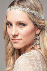 Vintage glam halo wedding headband made with crystals and beads could also work as a wedding dress sash