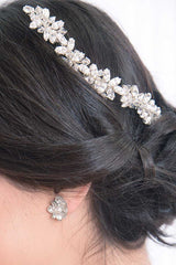Close up of Gabrielle crystal hairvine by Laura Jayne Accessories