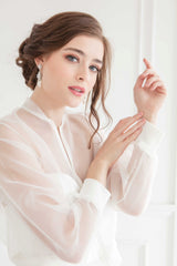 Organza unique bridal bomber jacket. Love hope faith. Sheer handmade in Canada. Wedding Jacket.