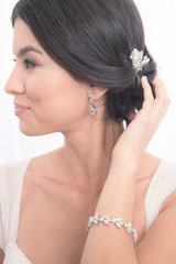 Profile of woman wearing Helena bracelet by Laura Jayne Accessories