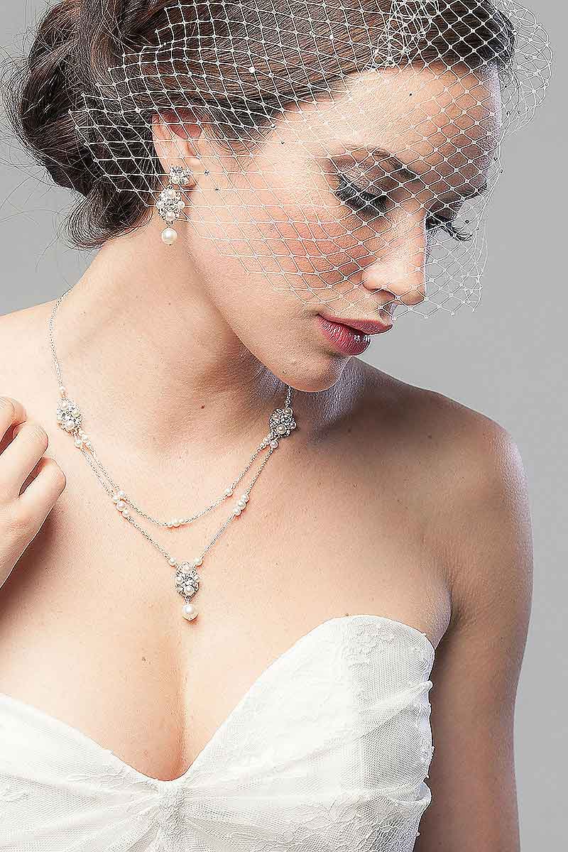 A statement bridal necklace inspired by our best-selling E5049 pearl drop earrings.