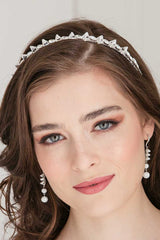 Woman wearing Ria crystal spike headband by Laura Jayne Accessories