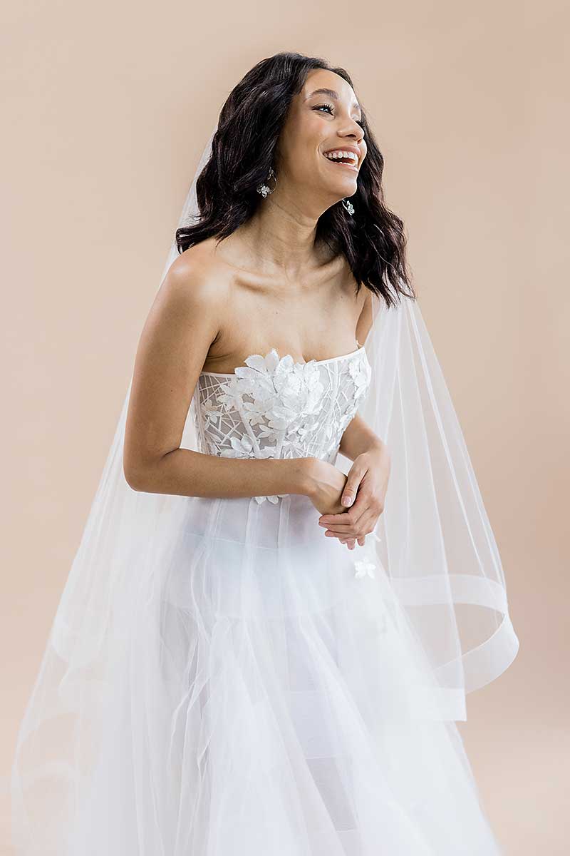 Cathedral Drop Veil with French Lace Trim and Blusher in White / Ivory –  One Blushing Bride Custom Wedding Veils