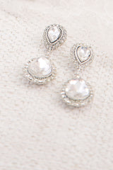 Double Teardrop Crystal Halo Earrings - Sample Sale