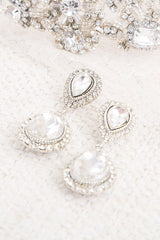 Double Teardrop Crystal Halo Earrings - Sample Sale