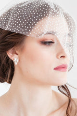 Bridal polka dot birdcage veil. Handmade in Canada illusion net veil. Bridal birdcage veil trend.