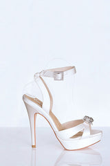 Wedding Shoes. Classic elegant ivory silk dyable bridal heels.