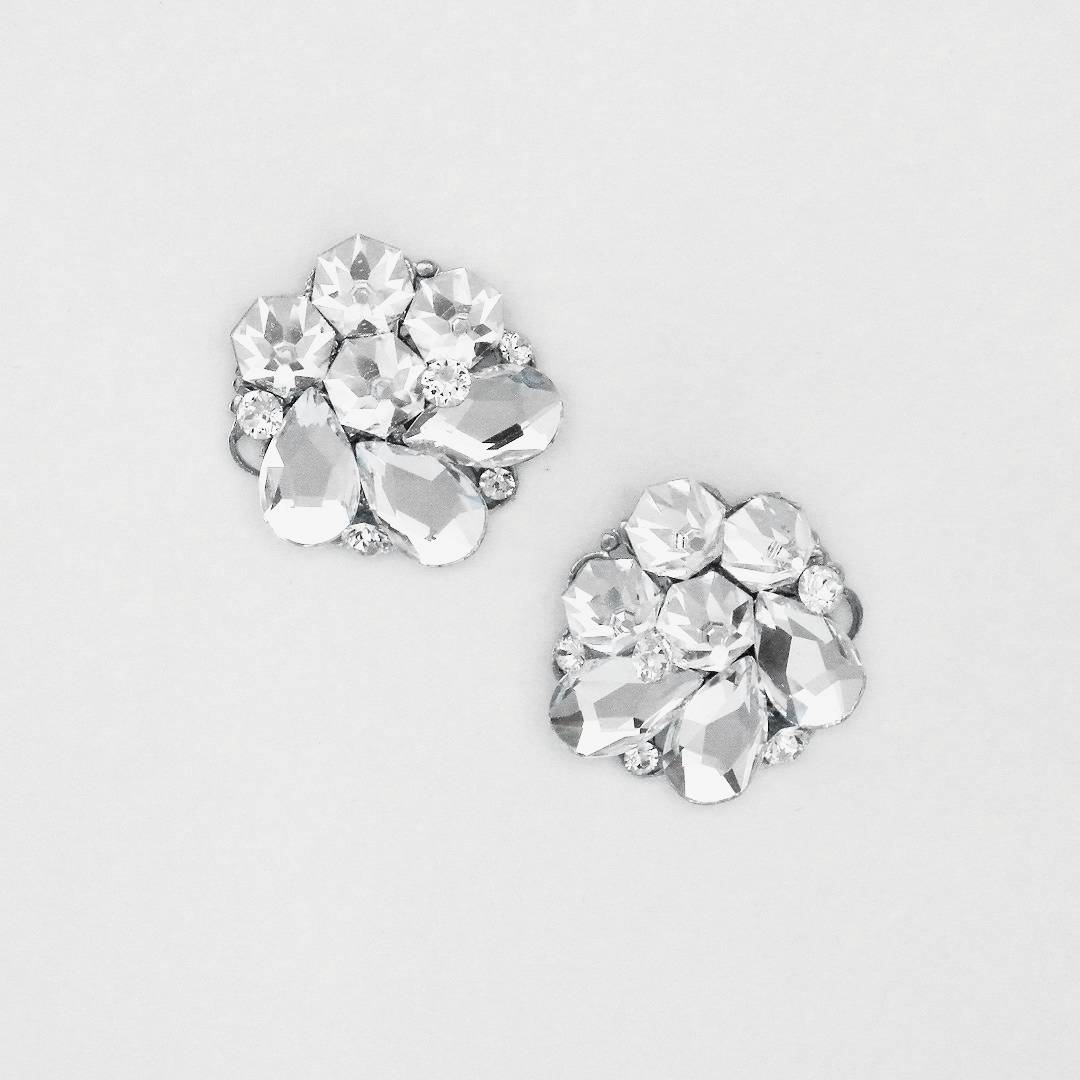 Bridal crystal and mirror back silver earrings E0072 from Laura Jayne Bridal