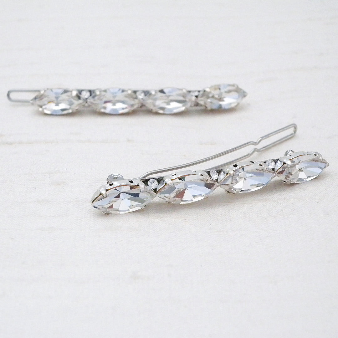 Leonie linear crystal marquis barrette pair by Laura Jayne Accessories