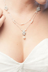 Pearl Drop Filigree Draped Necklace - Sample Sale