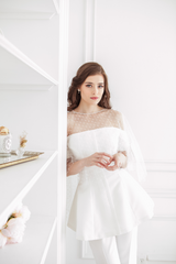 Bridal cape, Bridal capelet, polka dot cape, polka dot capelet, handmade Toronto, Toronto bridal, bridal accessory.