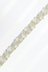 Detail of Verde gold leaf bridal belt by Laura Jayne Accessories