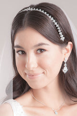 Woman wearing Laurel CZ headband by Laura Jayne Accessories