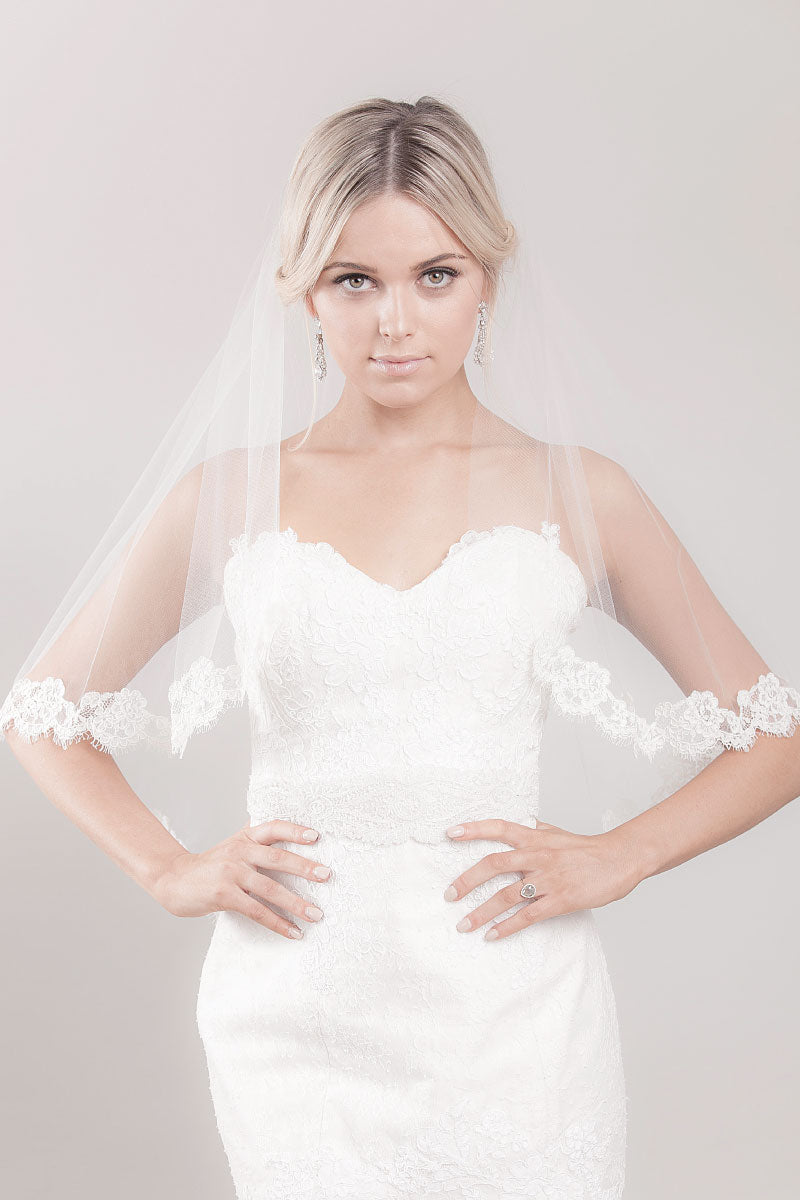 Marlisa Fingertip Cascade Lace Veil- Sample Sale