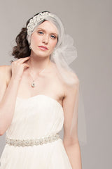 Tulle Headwrap Beaded Bridal Veil - Sample Sale