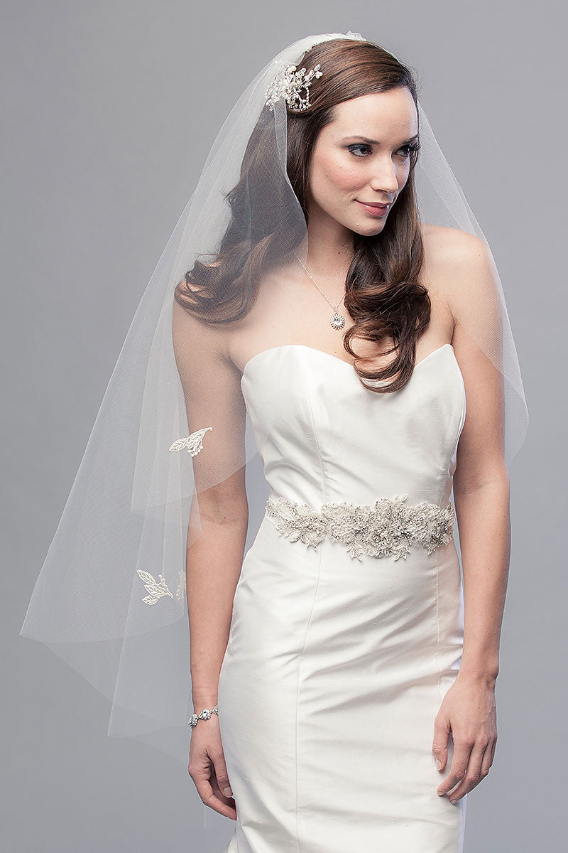 Leaf Blossom Fingertip Veil - Sample Sale