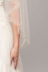 Gold Embroidered Fingertip Veil - Sample Sale