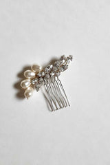 bridal hair comb with tear drop pearls and marquis crystal stones Dusk by Laura Jayne Accessories