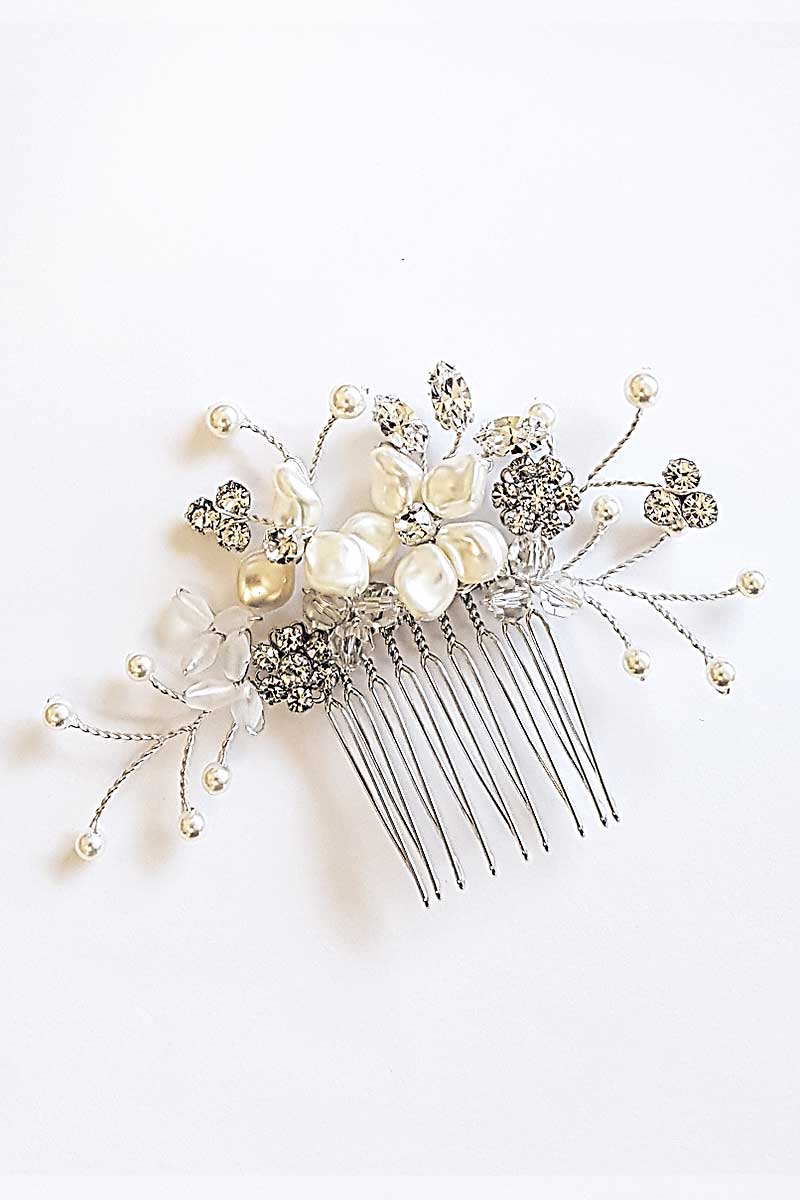 Jenna pearl crystal vine bridal hair piece by Laura Jayne Accessories