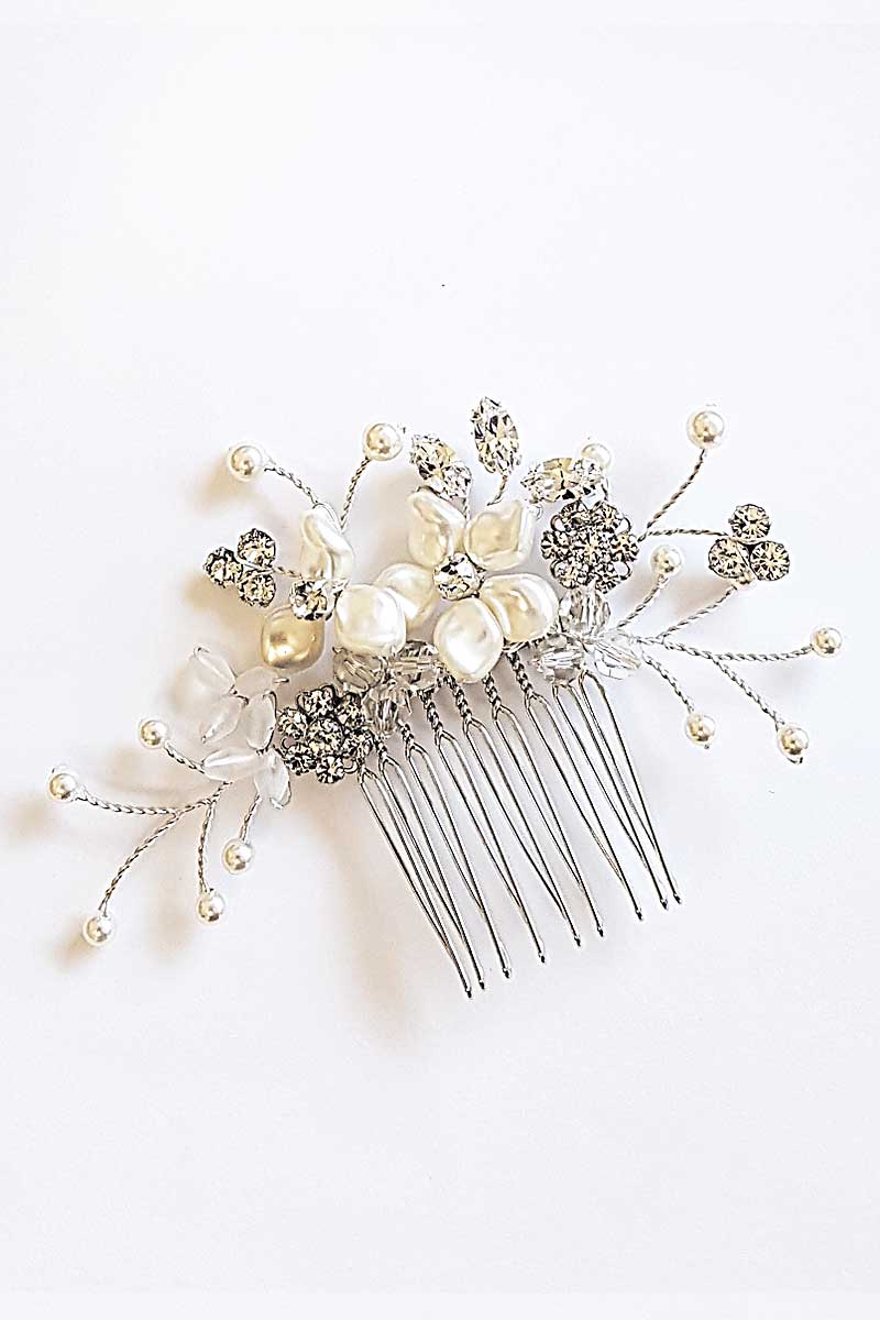 Jenna pearl crystal vine bridal hair piece by Laura Jayne Accessories