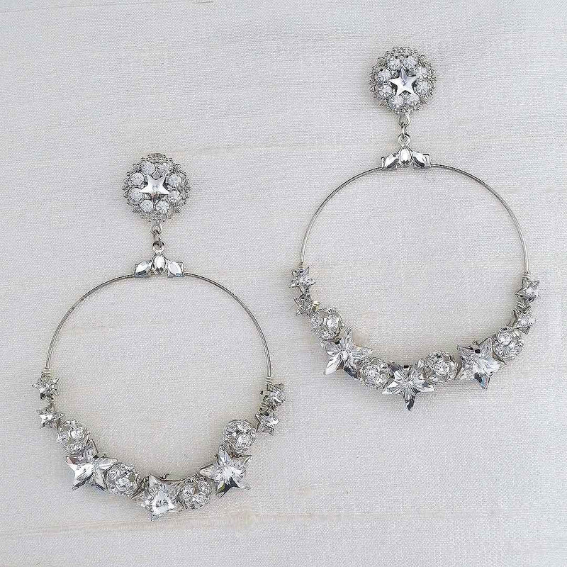 Celestial crystal star large hoop earrings