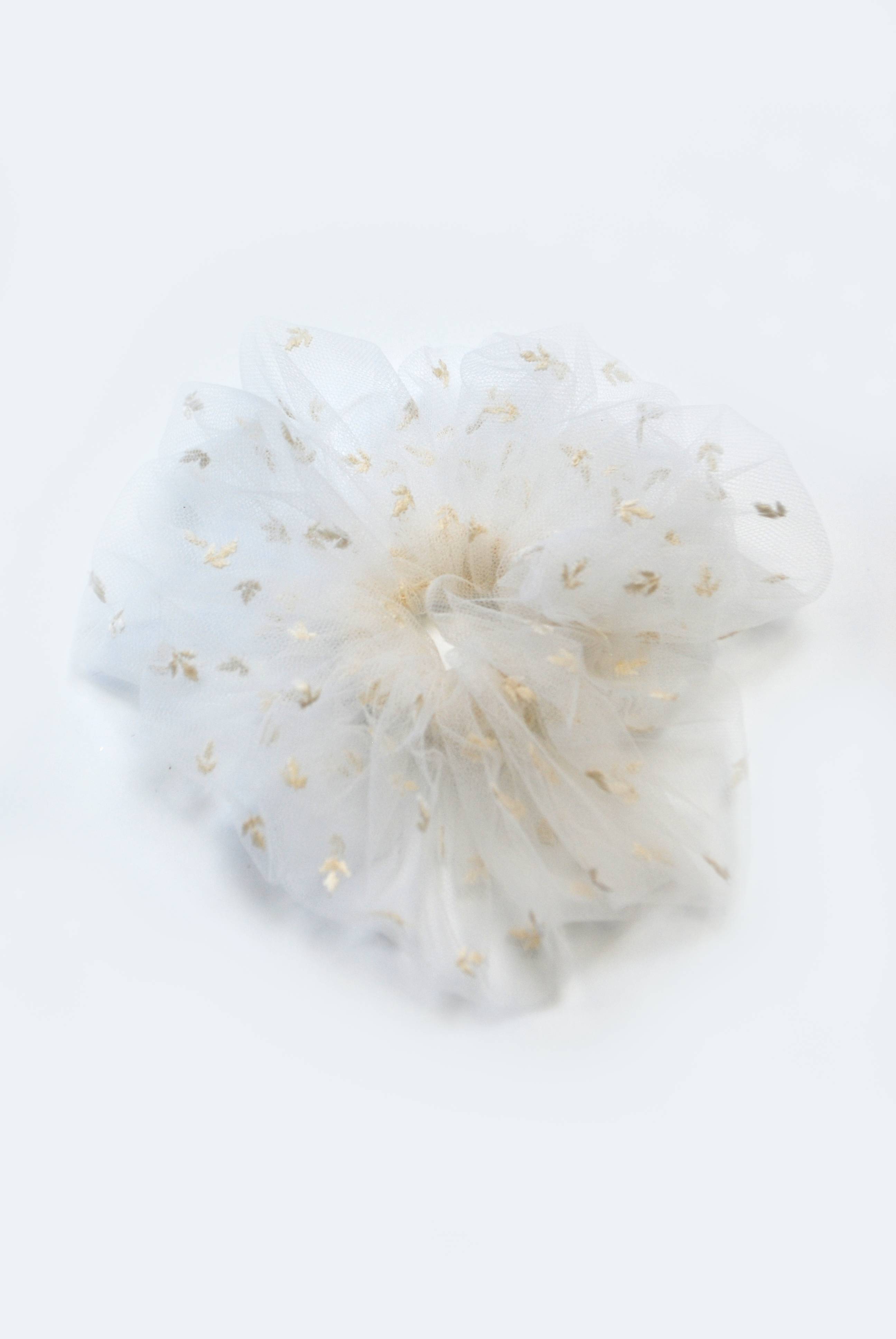 Leaf Embroidered Fluffy Scrunchie