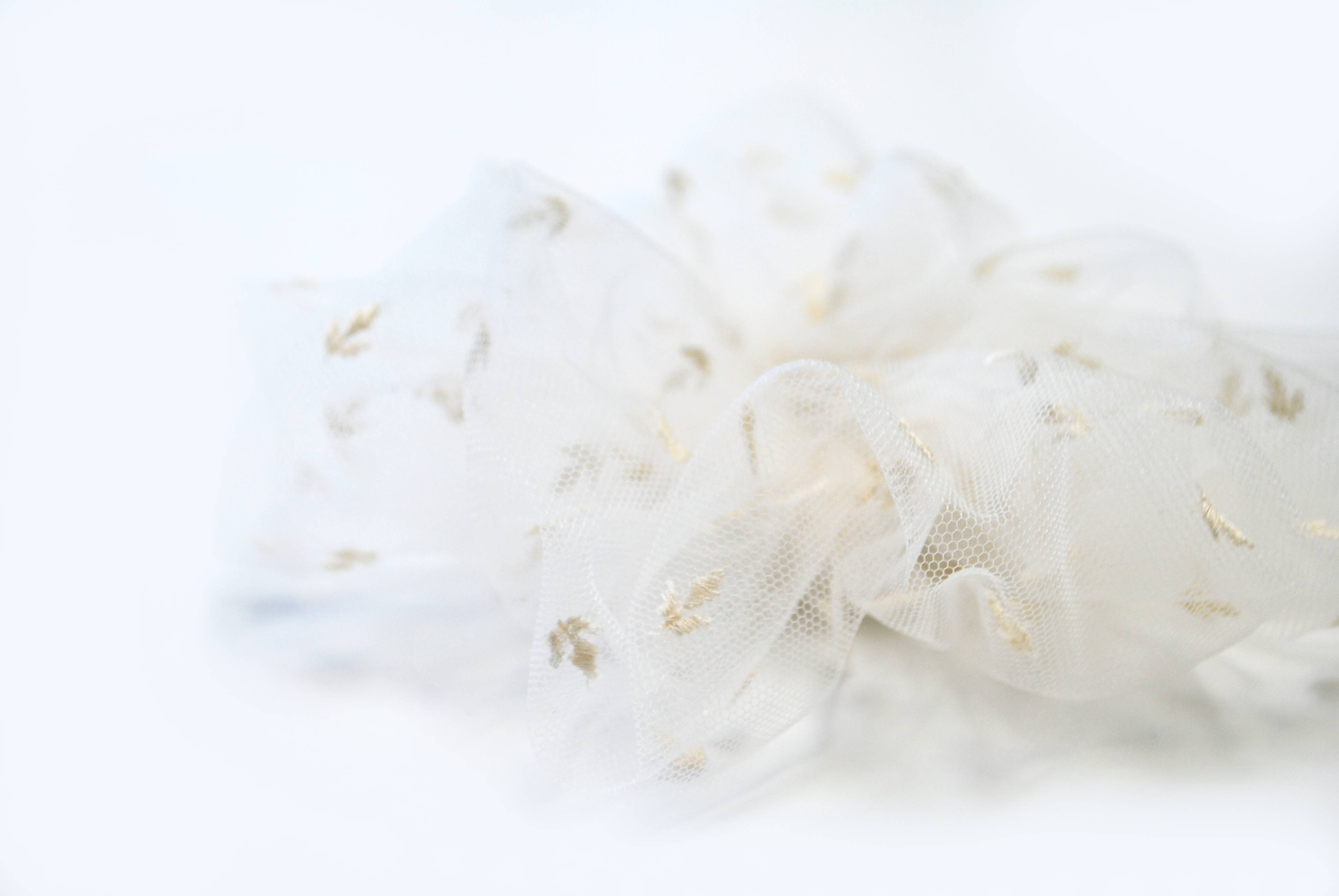 Leaf Embroidered Fluffy Scrunchie