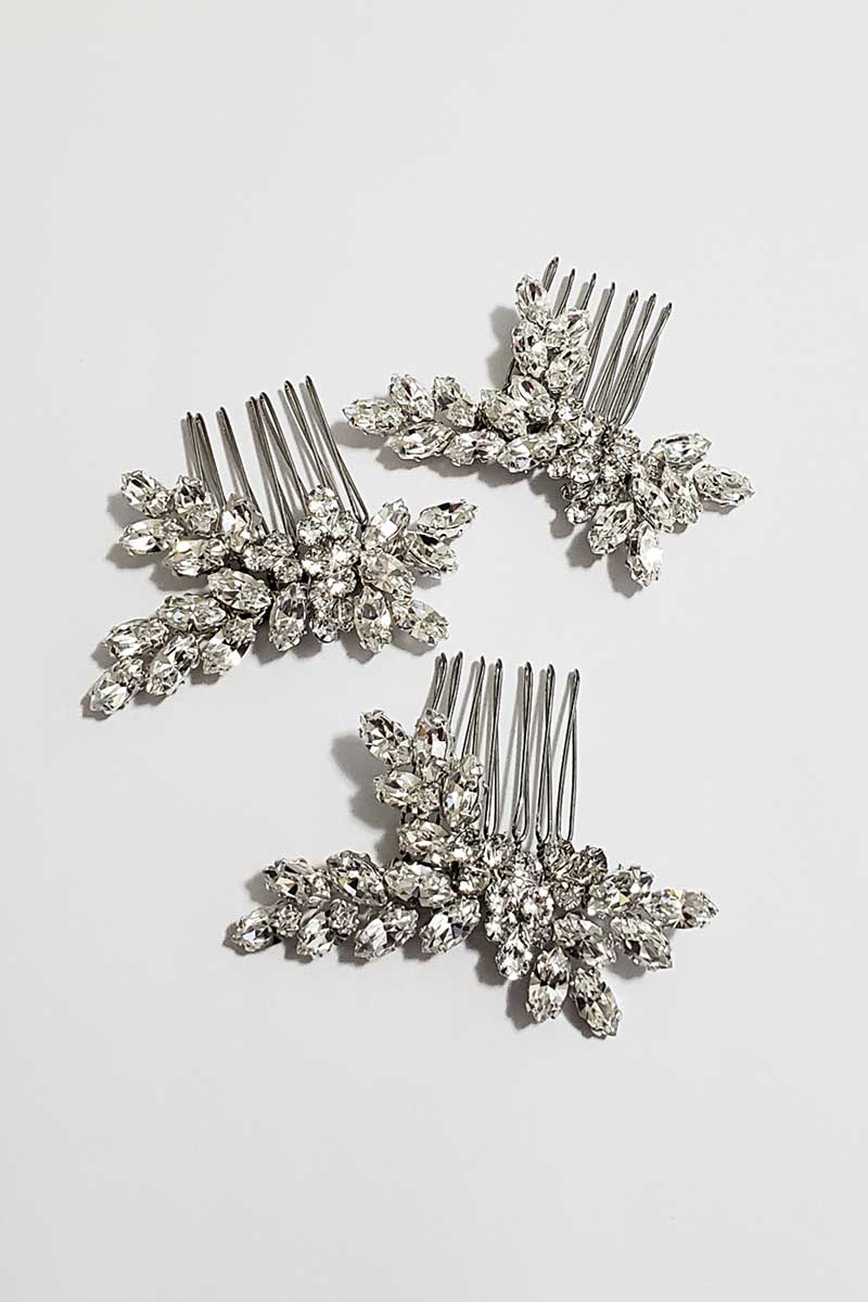 Three harmony crystal haircombs by Laura Jayne Accessories