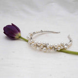 Laura Jayne chunky pearl headband with crystal stars styled on tulip