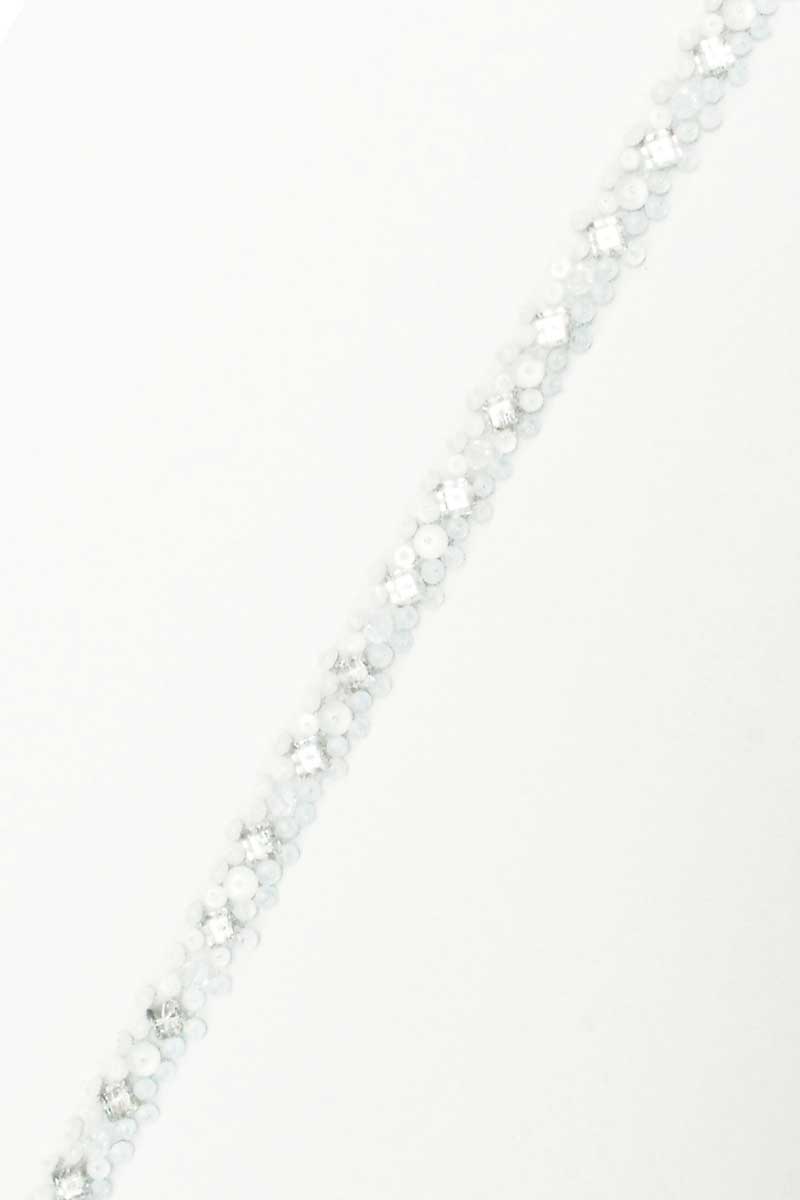 Product shot of Chelle beaded tulle crystal hair ribbon by Laura Jayne Accessories