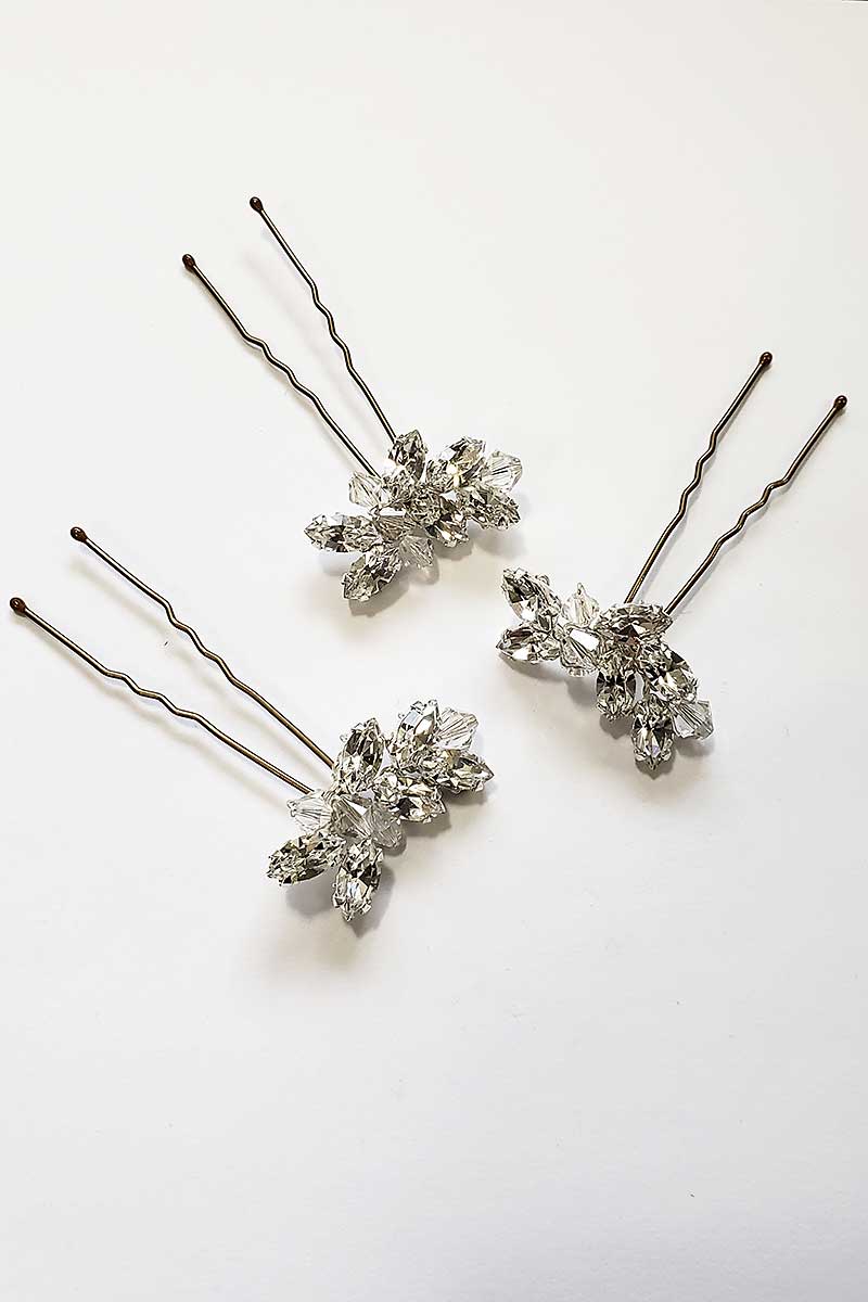 Laura Jayne Accessories Delphine crystal bridal hairpin trio