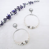 Modern minimalist bridal pearl hoop earrings by Laura Jayne Accessories