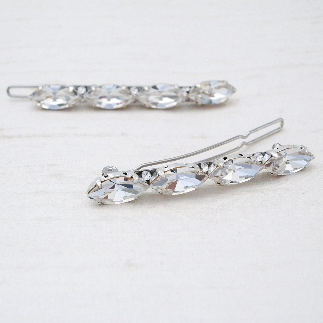 Leonie linear crystal marquis barrette pair by Laura Jayne Accessories