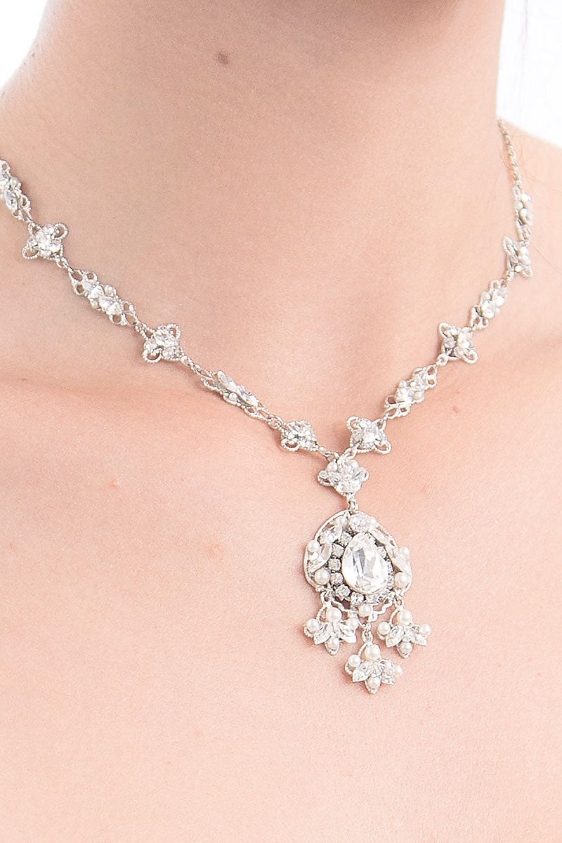 Filigree Pearl Statement Necklace- Sample Sale