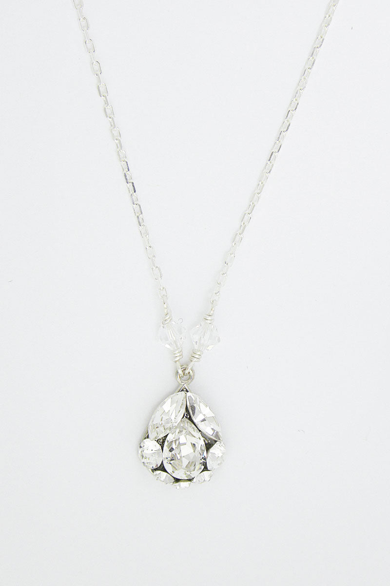 Sterling silver crystal teardrop necklace N7018 by Laura Jayne Accessories