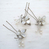 sophisticated floral mother of pearls hairpins