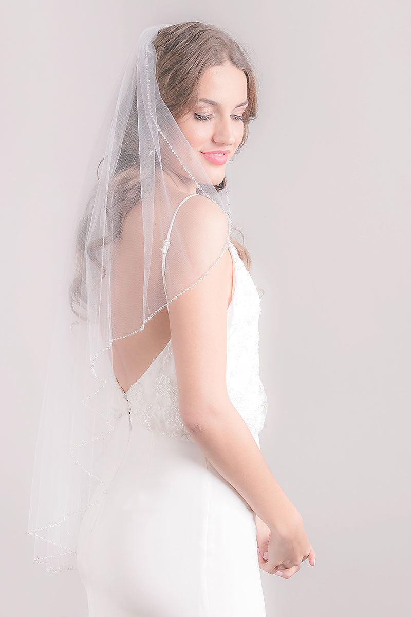 Crystal Edge Fingertip Veil - Sample Sale