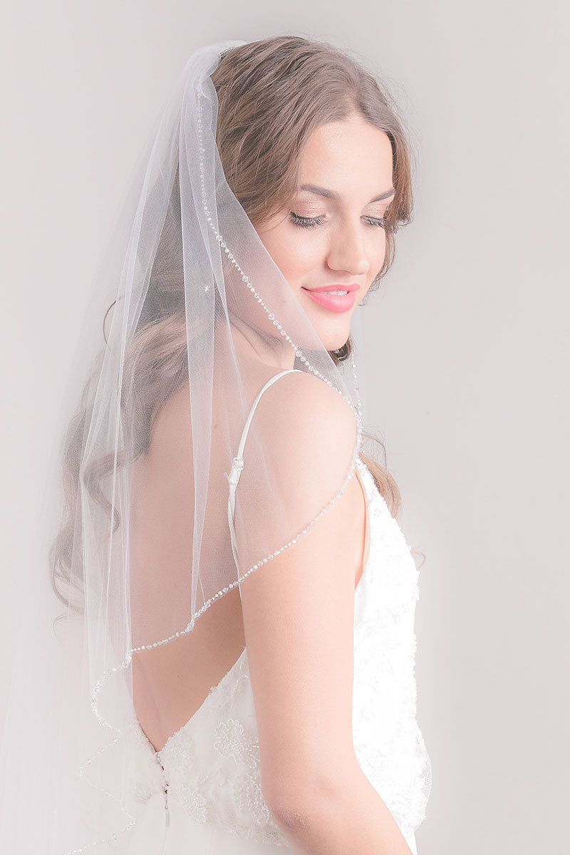 Crystal Edge Fingertip Veil - Sample Sale