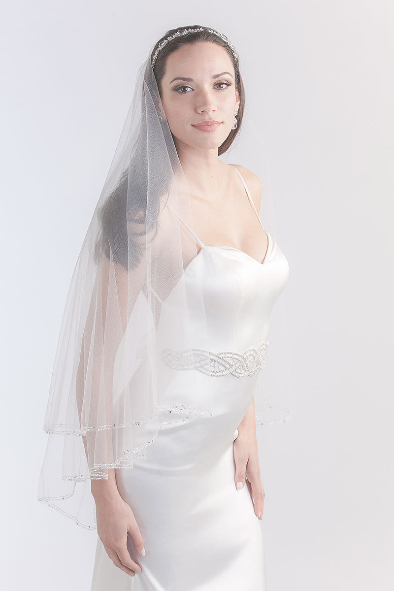Viva Crystal Edge Drop Veil - Sample Sale